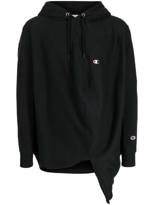 Anrealage draped drawstring hoodie - Black