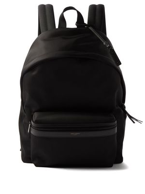 Saint Laurent - Leather-trim Nylon-canvas Backpack - Mens - Black