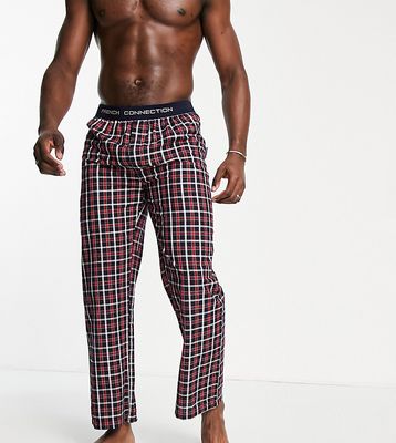 French Connection Tall lounge pant in red check-Navy