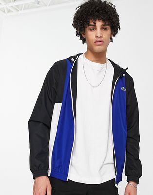 Lacoste lightweight jacket in color block-Black