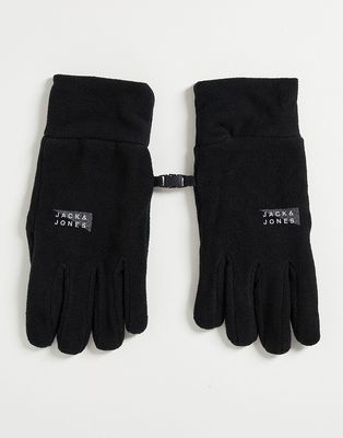 Jack & Jones fleece gloves in black