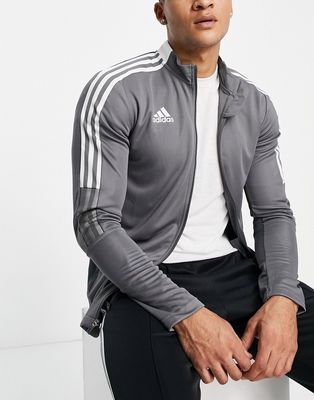 adidas Soccer Tiro jacket with three stripe in gray