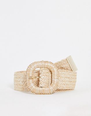 Pieces straw buckle belt in natural-Neutral