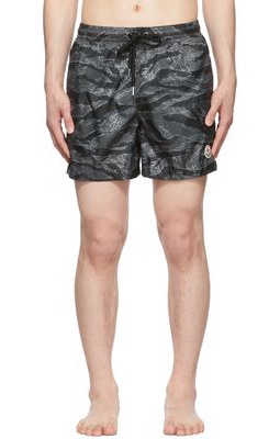 Moncler Grey Polyester Swim Shorts
