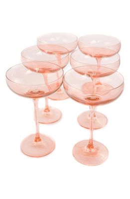 Estelle Colored Glass Set of 6 Stem Coupes in Blush Pink