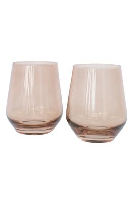 Estelle Colored Glass Set of 2 Stemless Wineglasses in Amber Smoke