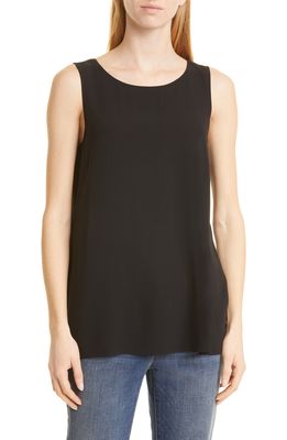 Eileen Fisher Ballet Neck Silk Tunic Top in Black