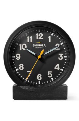 Shinola Runwell 6 Desk Clock in Black/black