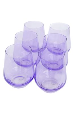 Estelle Colored Glass Set of 6 Stemless Wineglasses in Lavender
