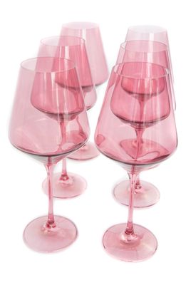 Estelle Colored Glass Set of 6 Stem Wineglasses in Rose