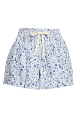 Apiece Apart Trail Floral Organic Cotton Shorts in Sweet Blues
