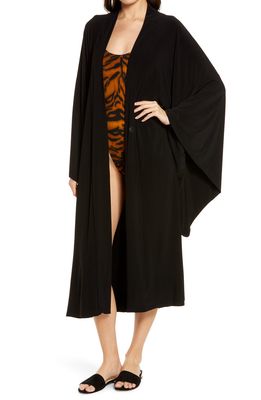 Norma Kamali Midi Cover-Up Robe in Black