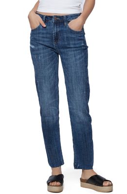 HINT OF BLU High Waist Slim Straight Leg Jeans in Ahoy Blue Dark