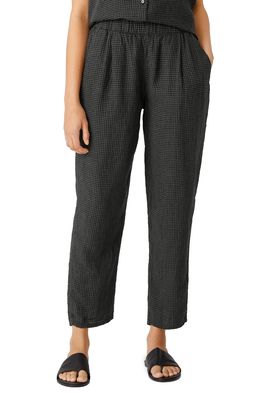Eileen Fisher Tapered Organic Linen Ankle Pants in Black