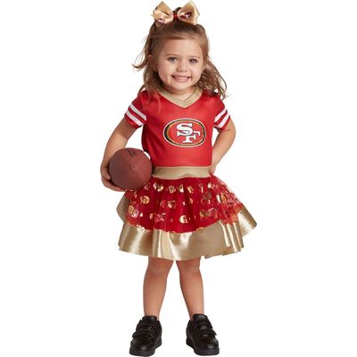 JERRY LEIGH Girls Toddler Scarlet San Francisco 49ers Tutu Tailgate Game Day V-Neck Costume