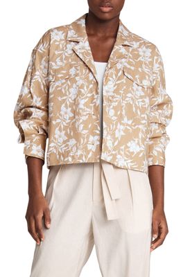 rag & bone Jessie Floral Print Linen Blend Shirt Jacket in Beige Floral