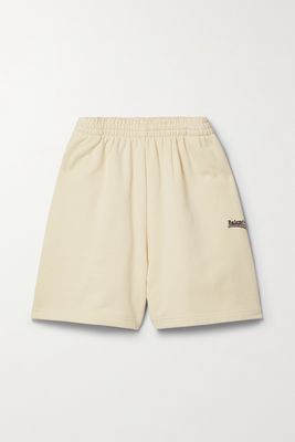 Balenciaga - Embroidered Cotton-jersey Shorts - Cream