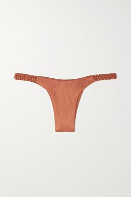 Isa Boulder - Highweave Metallic Woven Stretch-satin Bikini Briefs - x large