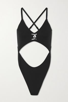 David Koma - Embellished Cutout Swimsuit - Black