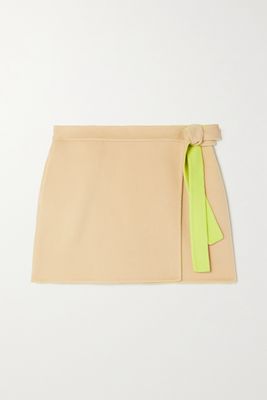 Off-White - Two-tone Wool And Cashmere-blend Felt Wrap Mini Skirt - Brown