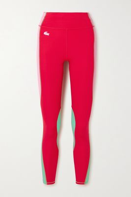Lacoste - Color-block Stretch-jersey Leggings - Red