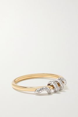 Ileana Makri - Twisted Boa 18-karat Yellow And White Gold Diamond Ring - 7