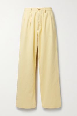 Denimist - Blair Pleated Cotton-twill Wide-leg Pants - Yellow