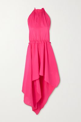 JW Anderson - Asymmetric Gathered Taffeta Halterneck Dress - Pink