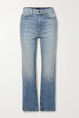 Khaite - Abigail Printed High-rise Straight-leg Jeans - Blue