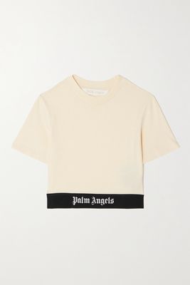 Palm Angels - Cropped Cotton-jersey T-shirt - Off-white