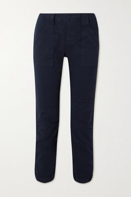 FRAME - Paneled Stretch-cotton Twill Tapered Pants - Blue
