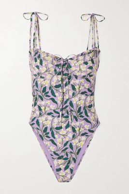 Agua by Agua Bendita - Ébano Floral-print Recycled Swimsuit - Purple