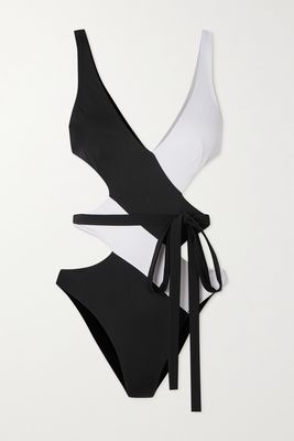 Agent Provocateur - Racy Belted Cutout Two-tone Swimsuit - Black