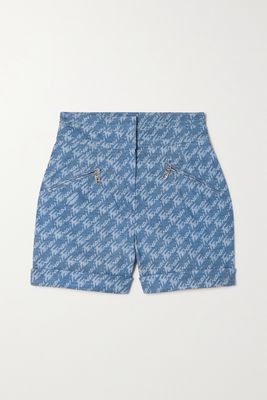 Fendi - Printed Cotton-chambray Shorts - Blue