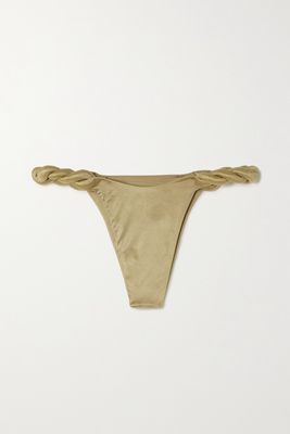 Isa Boulder - Metallic Twisted Stretch-satin Bikini Briefs - Gold