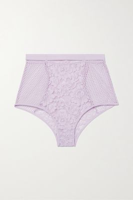 ELSE - Petunia Stretch-mesh And Corded Lace Briefs - Purple