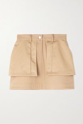 JW Anderson - Layered Cotton-blend Twill Mini Skirt - Neutrals