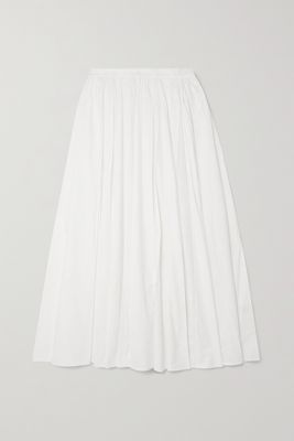 Emporio Sirenuse - Camelia Pleated Printed Cotton-poplin Maxi Skirt - White