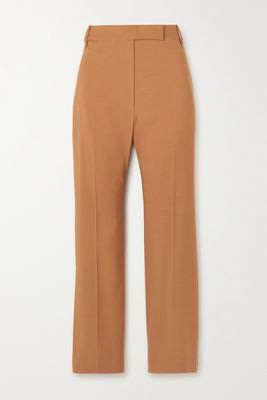 Oroton - Pleated Crepe Wide-leg Pants - Brown