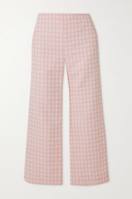 Lisa Marie Fernandez - Checked Cotton-blend Bouclé-jacquard Straight-leg Pants - Pink