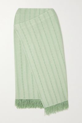 Jil Sander - Fringed Wrap-effect Cotton-blend Midi Skirt - Green