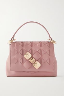Serapian - 1928 Small Embellished Woven Leather Tote - Pink