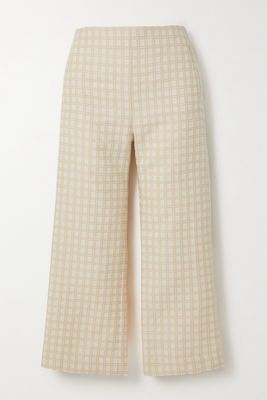 Lisa Marie Fernandez - Checked Cotton-blend Bouclé-jacquard Straight-leg Pants - Yellow