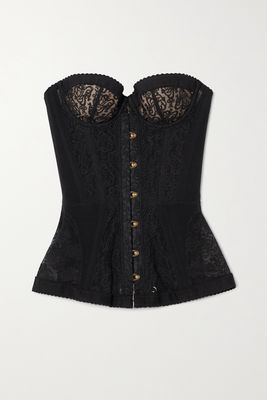 Agent Provocateur - Mercy Embroidered Tulle And Lace Corset - Black