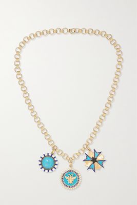 Storrow - 14-karat Gold, Enamel And Multi-stone Necklace - one size