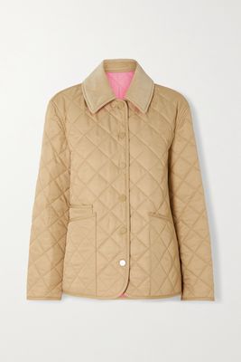 Burberry - Cotton Corduroy-trimmed Quilted Shell Jacket - Neutrals