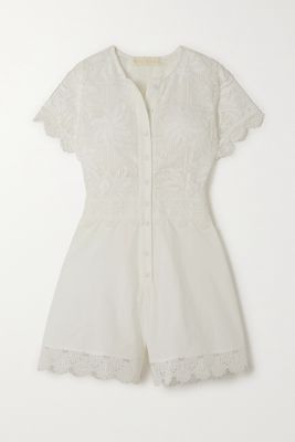WAIMARI - Renata Cotton-blend And Guipure Lace Playsuit - White