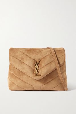 SAINT LAURENT - Loulou Toy Quilted Suede Shoulder Bag - Brown