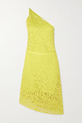 JW Anderson - Asymmetric One-shoulder Embroidered Tulle Dress - Yellow