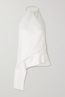 JW Anderson - Asymmetric Draped Lyocell-blend Halterneck Top - White